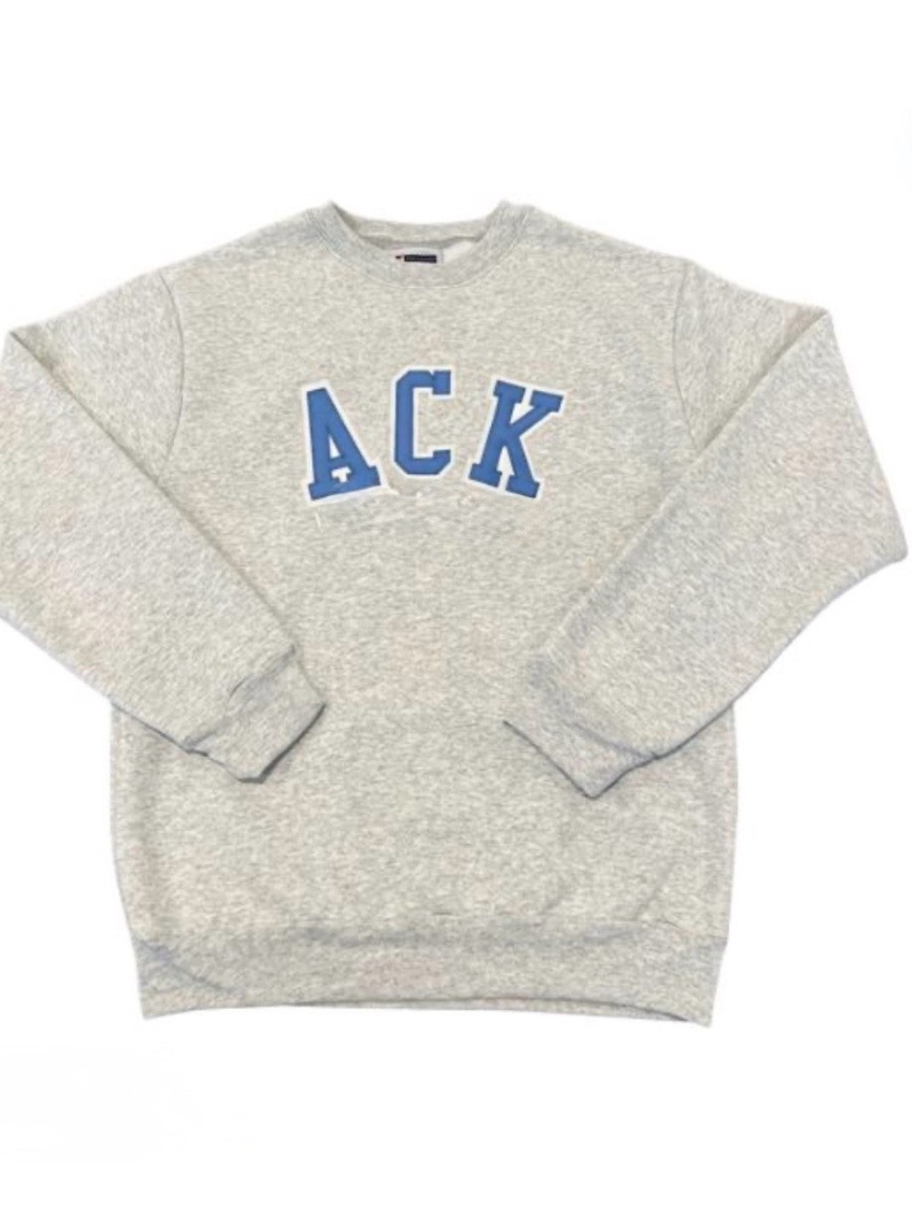 Gray Crewneck Sweatshirt with Blue Lettering - ACK